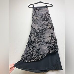 CITRON Women's XS Silk Overlay Maxi Skirt Wrap Pull On Beach Vacation Floral